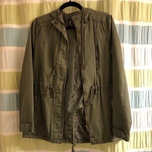 Olive Green Utility Military Anorak Jacket